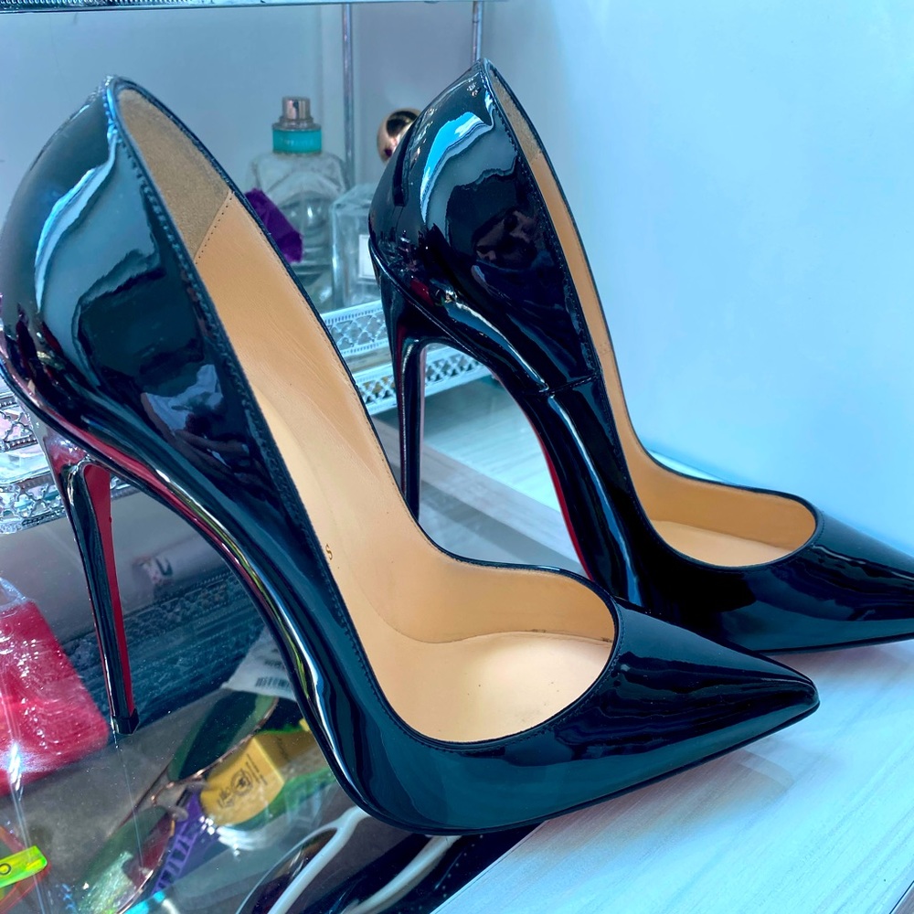 Christian Louboutin Black Patent Heel Pumps Euro 6.5